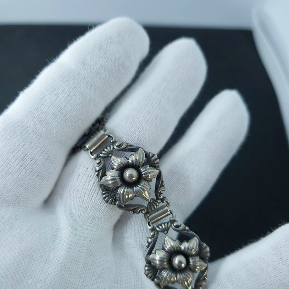 Редкий винтажный серебряный браслет Швеции, 1954 г. — Gustaf Dahlgren & Co, Мальмё (26 г)