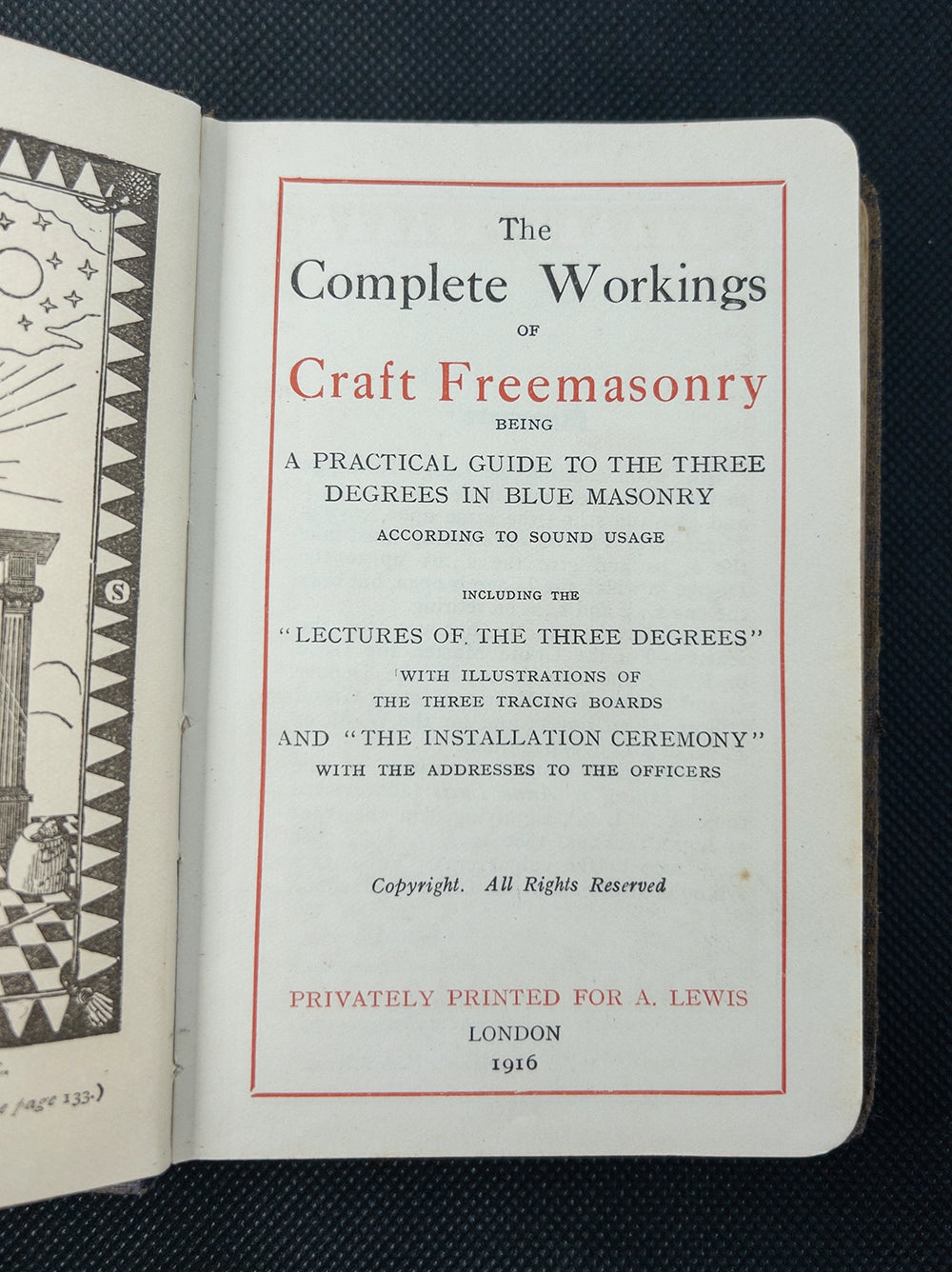 Антикварная масонская книга “The Complete Workings of Craft Freemasonry” (1916)