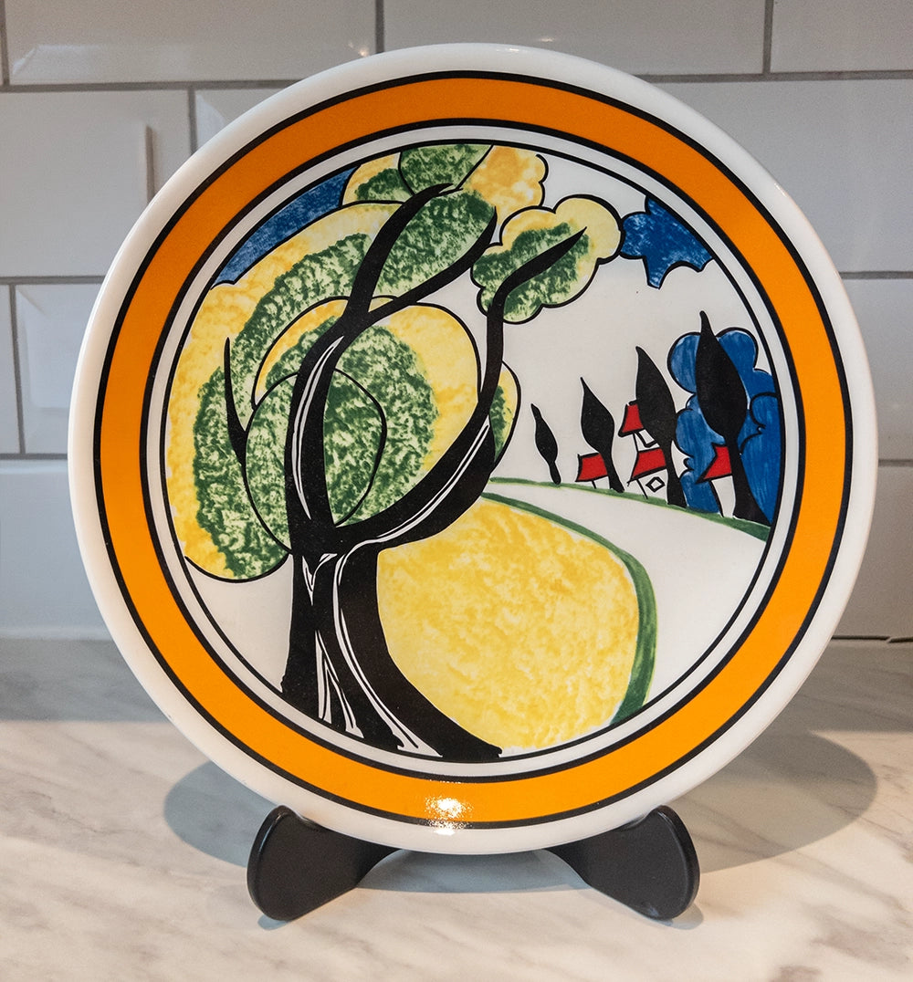 Farfurie decorativă de colecție originală Wedgwood „May Avenue” (Clarice Cliff)