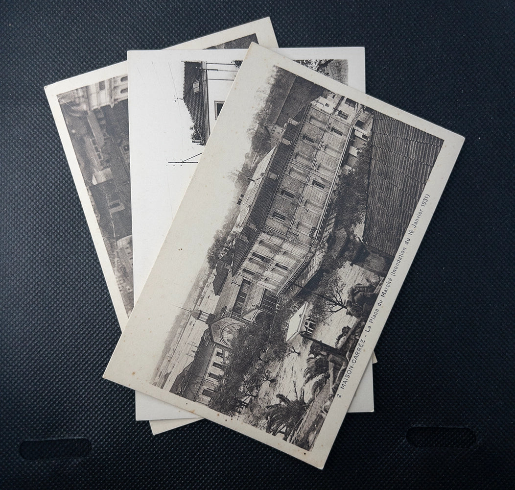 Лот старинных почтовых открыток Maison-Carrée, Франция (наводнение 1931 г.)