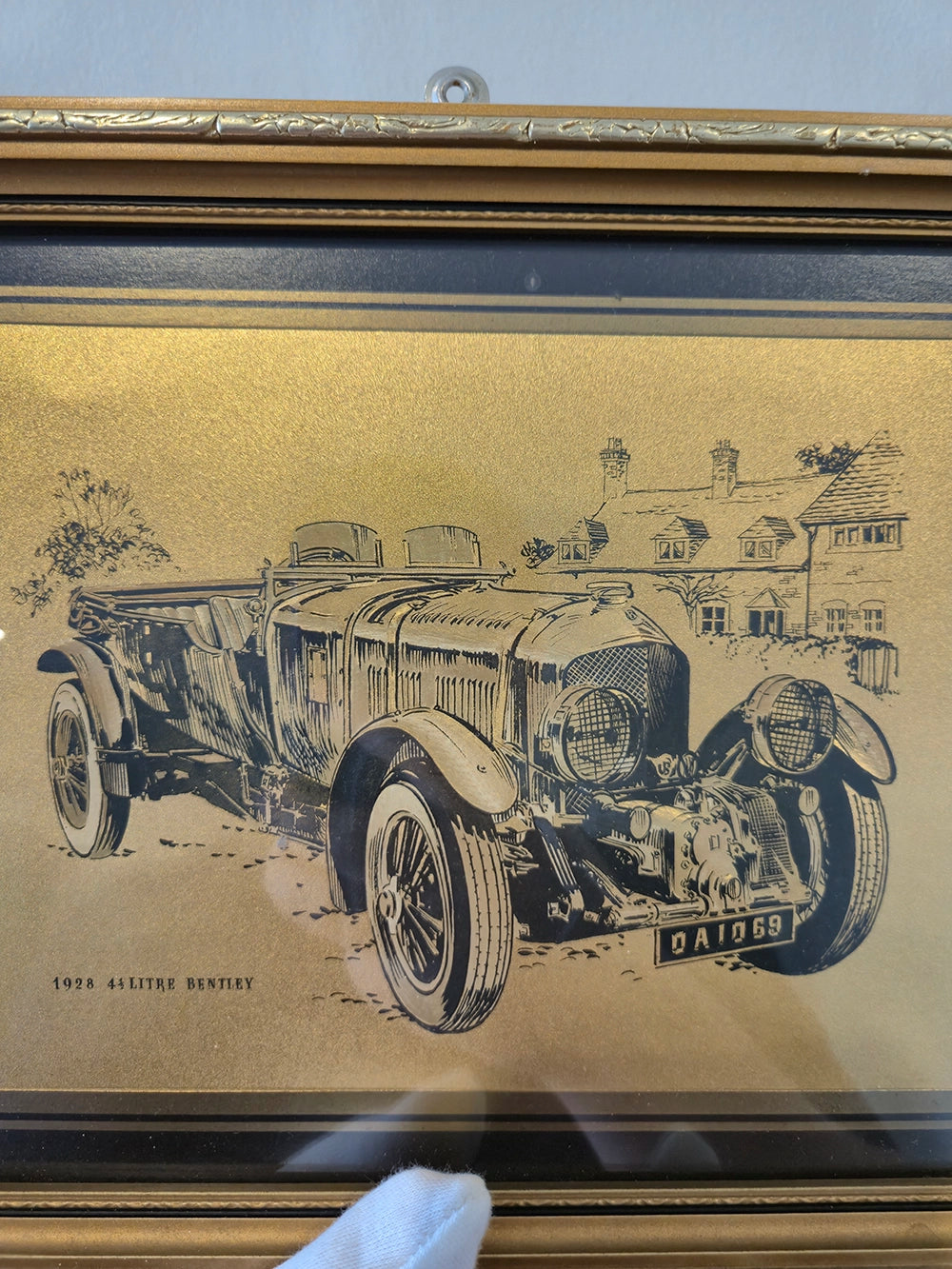 Винтажная декоративная литография «Bentley 4½ Litre, 1928» в раме