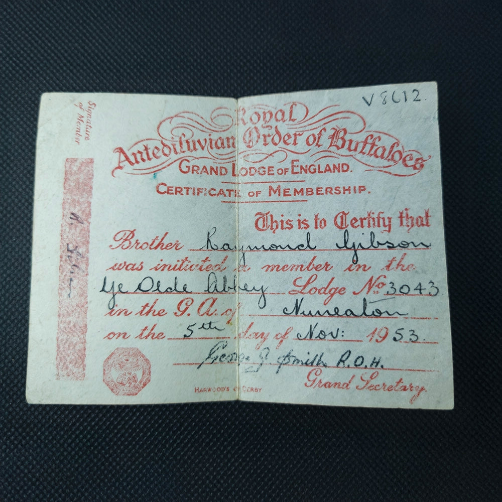 Старинная масонская медаль — Grand Lodge of England (G.L.E.), 1953 год, с оригинальным сертификатом