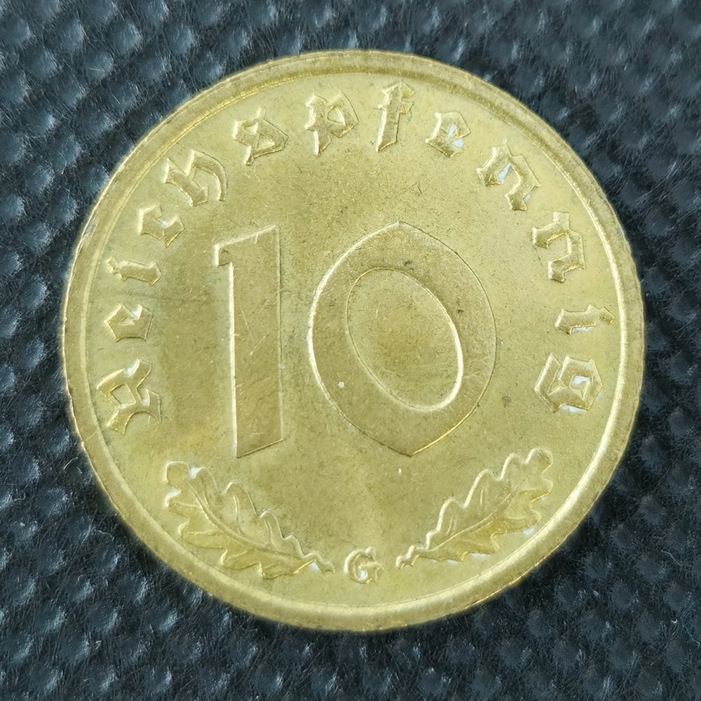 Немецкая монета — 10 рейхспфеннигов, период Второй мировой войны (1938)