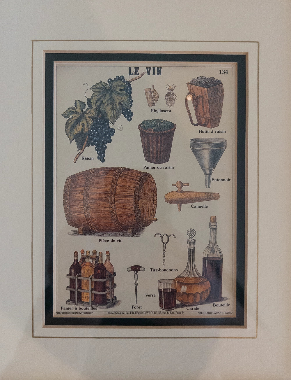 Винтажный постер про вино “Le Vin” в рамке