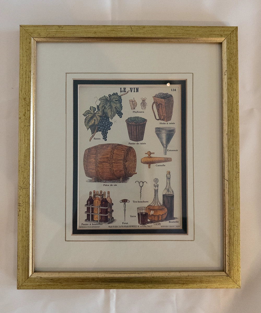 Винтажный постер про вино “Le Vin” в рамке